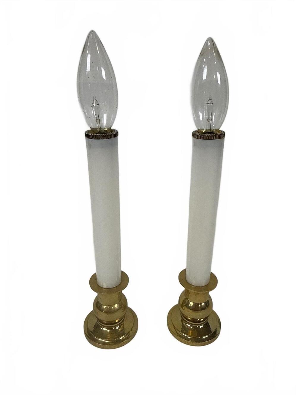 Pair of Vintage Brass Electric Candle Lamps